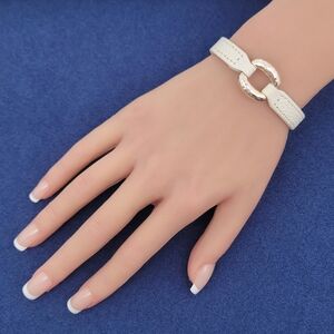 Brighton Timeless Link Leather Bandit Bracelet Optic White